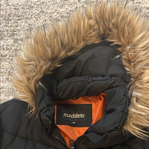 Madden Black Puffer Jacket with Faux Fur Hood size MM - Picture 5 of 16